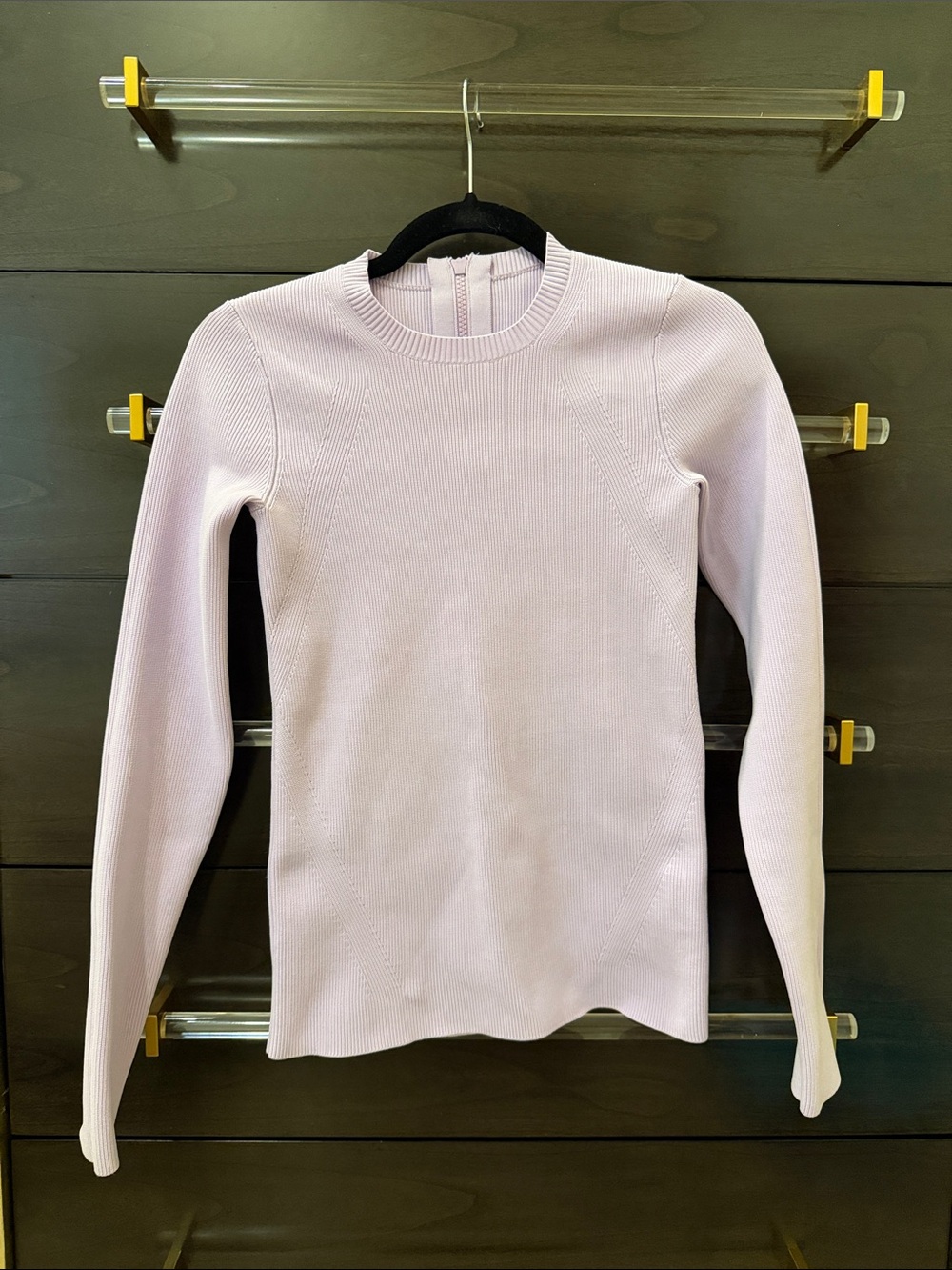 Helmut Lang Light Lavender Ribbed Long-Sleeve Top